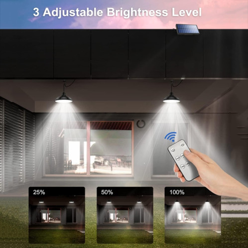 Lustre à ampoule LED solaire d'extérieur étanche IP65, lumières d'intérieur, spécifications : double lumière chaude avec télécommande SH91061571-09